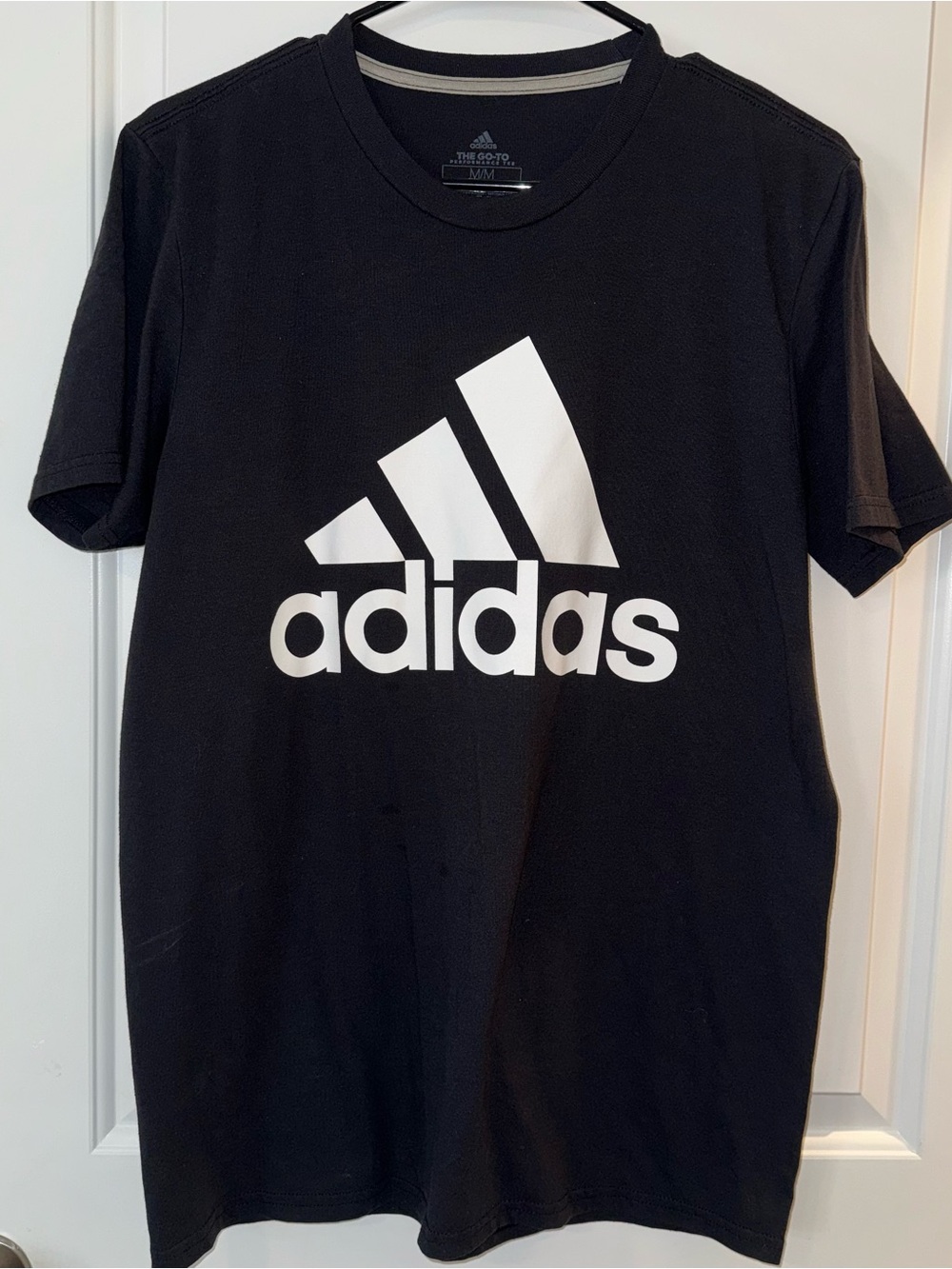 adidas Black Short-Sleeve Tee with White Logo